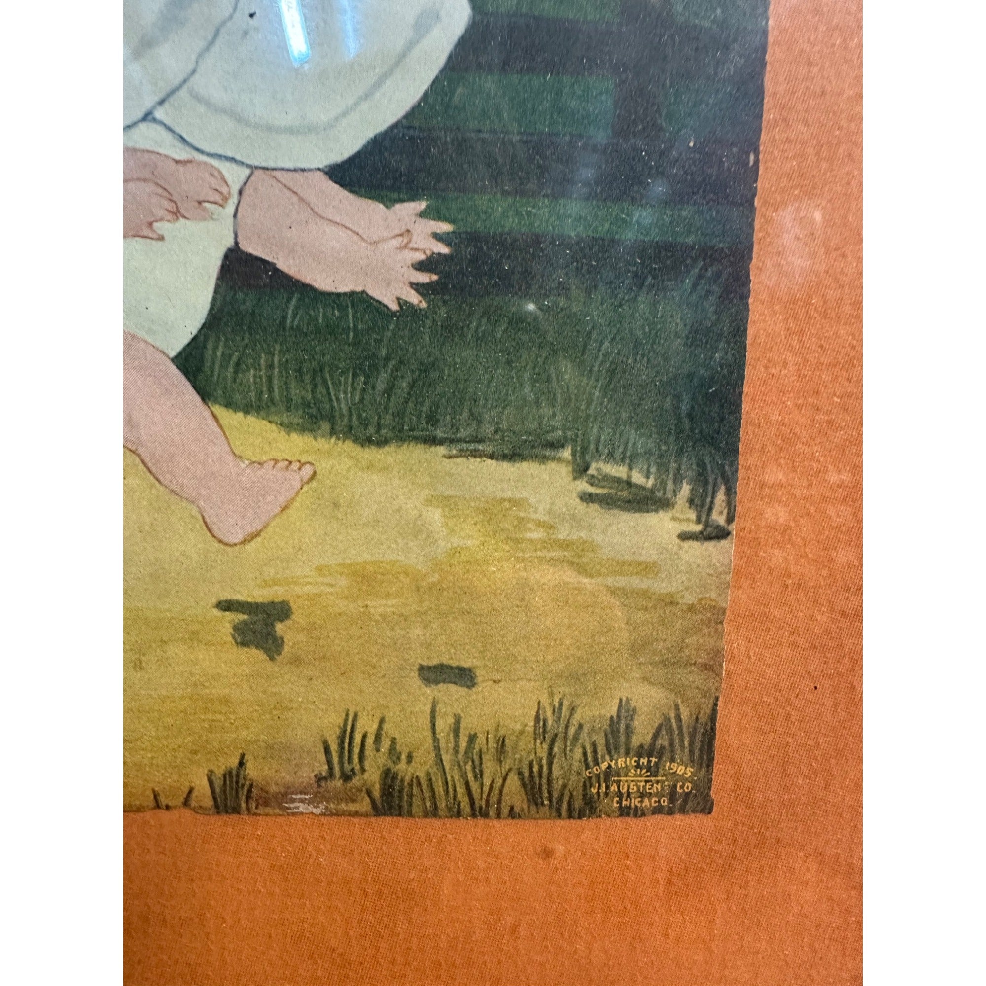 RARE Antique c.1905 Halloween Framed Litho Print "Boogie Man" by J.J. Austen