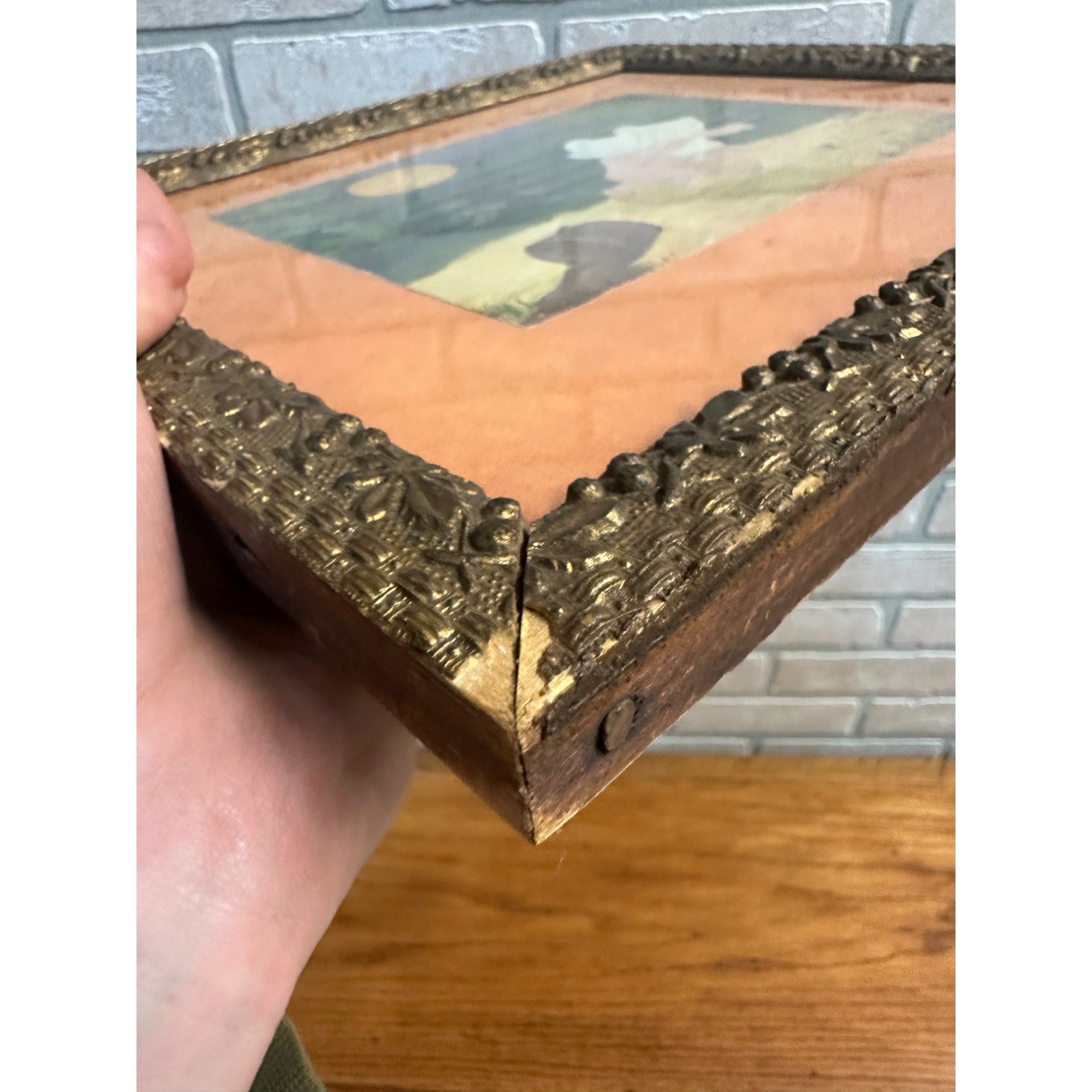 RARE Antique c.1905 Halloween Framed Litho Print "Boogie Man" by J.J. Austen