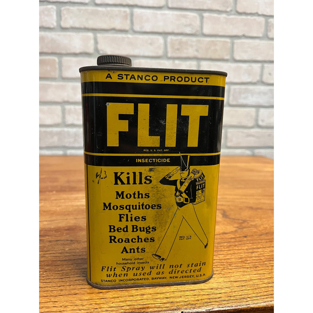Vintage Flit Insecticide Empty 1 Quart Can Kills Moths Ants Flies Advertising