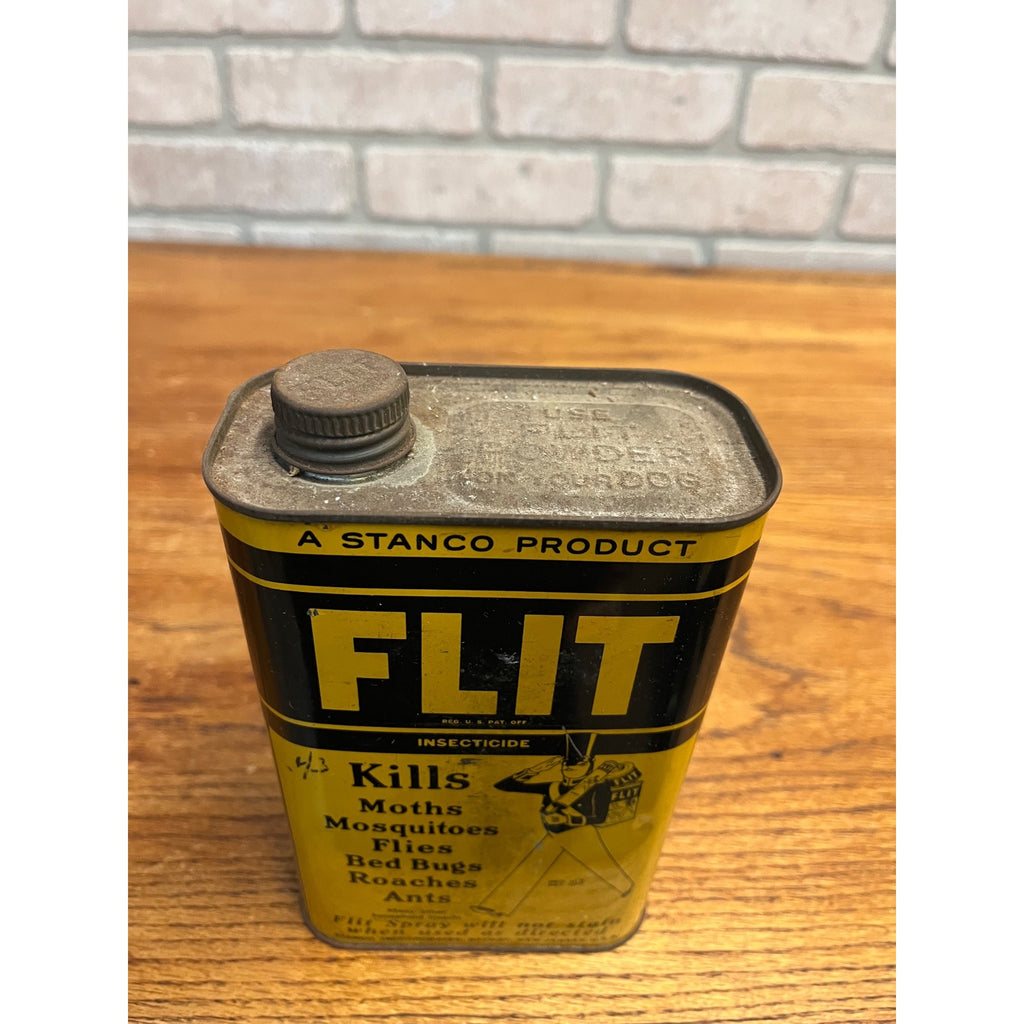 Vintage Flit Insecticide Empty 1 Quart Can Kills Moths Ants Flies Advertising