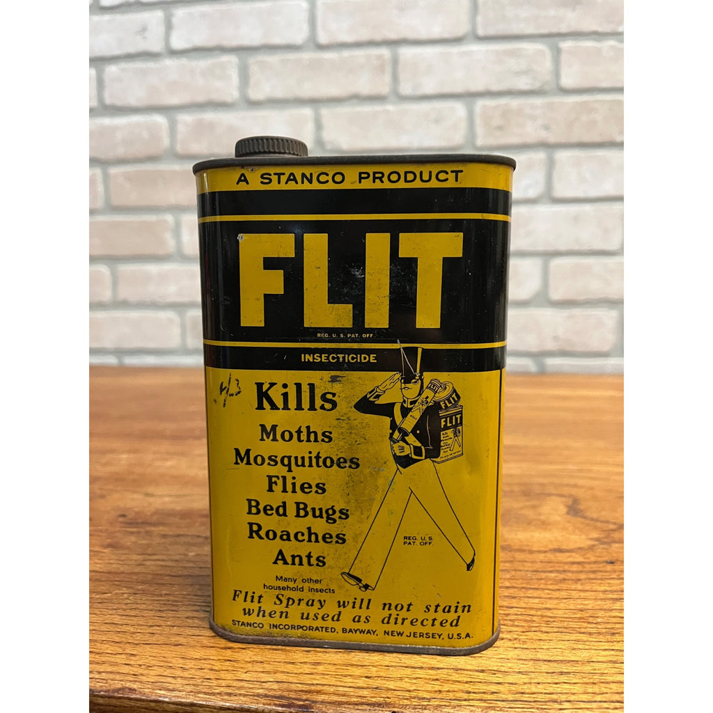 Vintage Flit Insecticide Empty 1 Quart Can Kills Moths Ants Flies Advertising