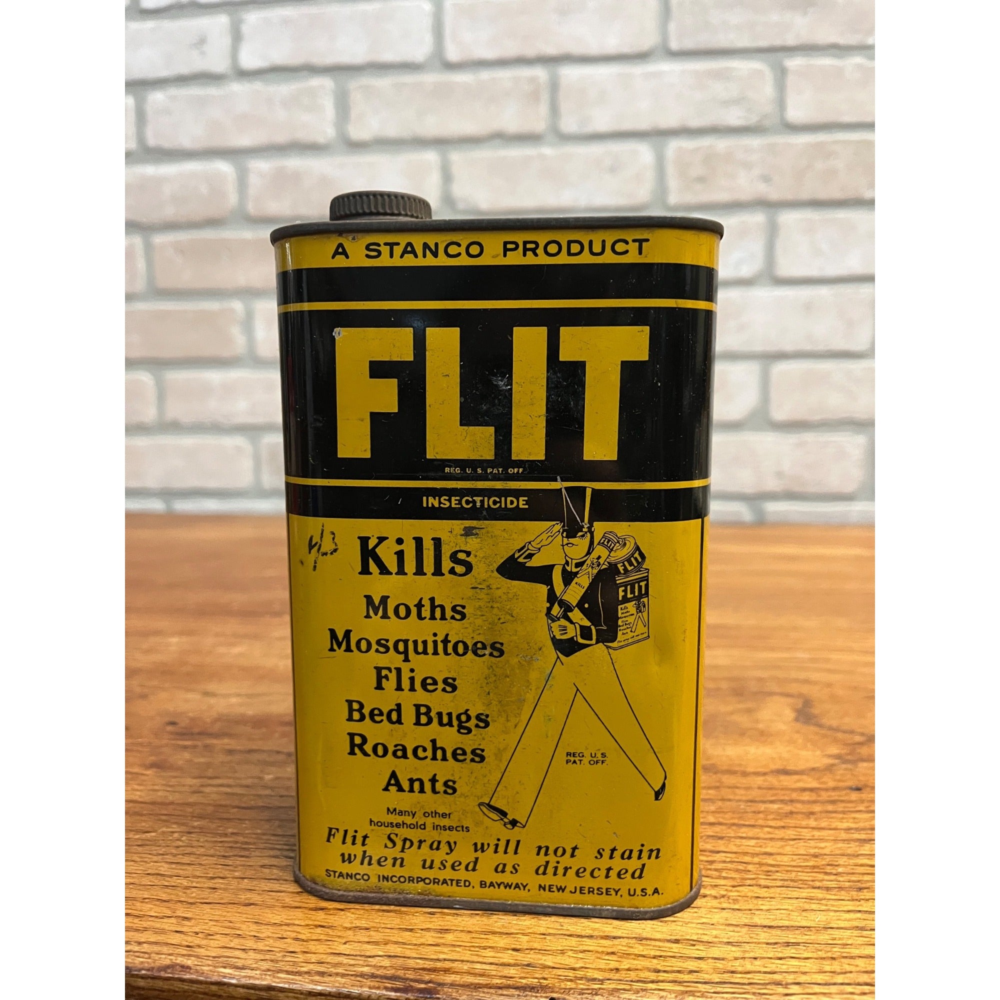 Vintage Flit Insecticide Empty 1 Quart Can Kills Moths Ants Flies Advertising