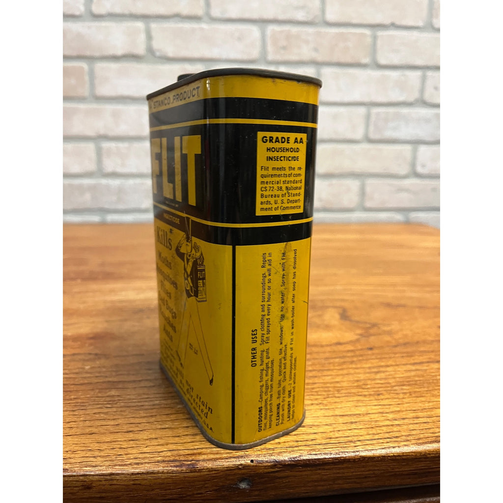 Vintage Flit Insecticide Empty 1 Quart Can Kills Moths Ants Flies Advertising
