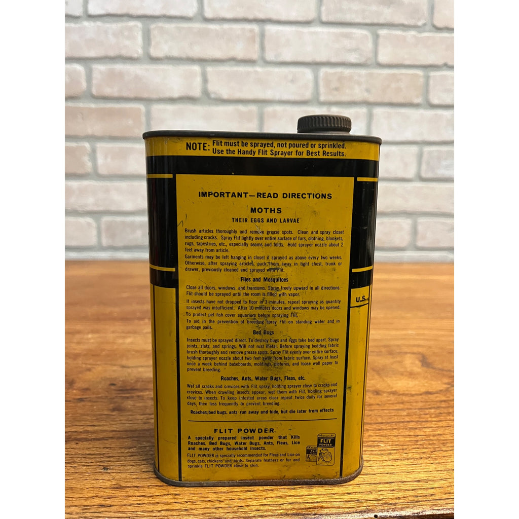 Vintage Flit Insecticide Empty 1 Quart Can Kills Moths Ants Flies Advertising