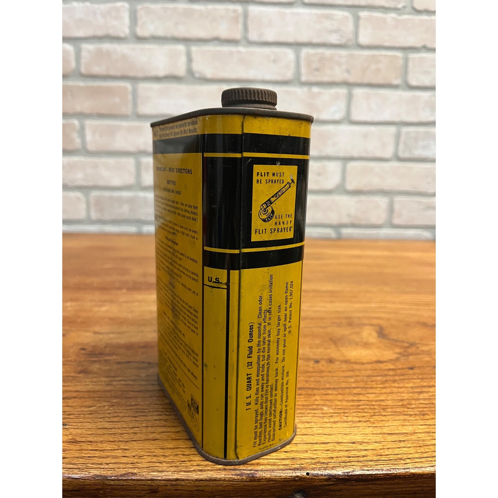 Vintage Flit Insecticide Empty 1 Quart Can Kills Moths Ants Flies Advertising