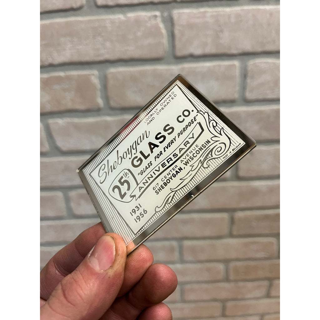 Vintage Sheboygan Glass Co 25th Anniversary 1931-1956 Advertising Pocket Mirror