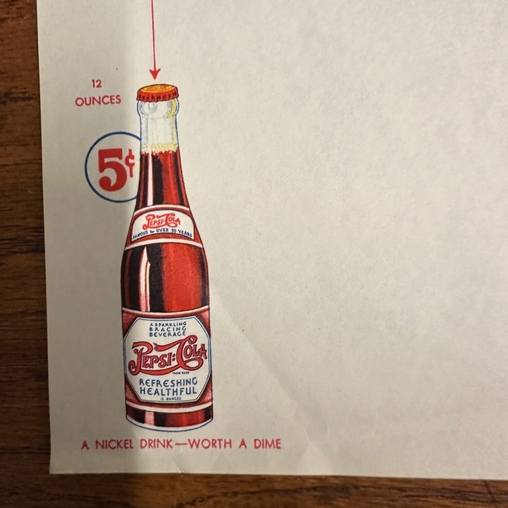 Vintage 1940s Pepsi Cola Advertising Stationary Letterhead Bottling Co. Kankakee IL