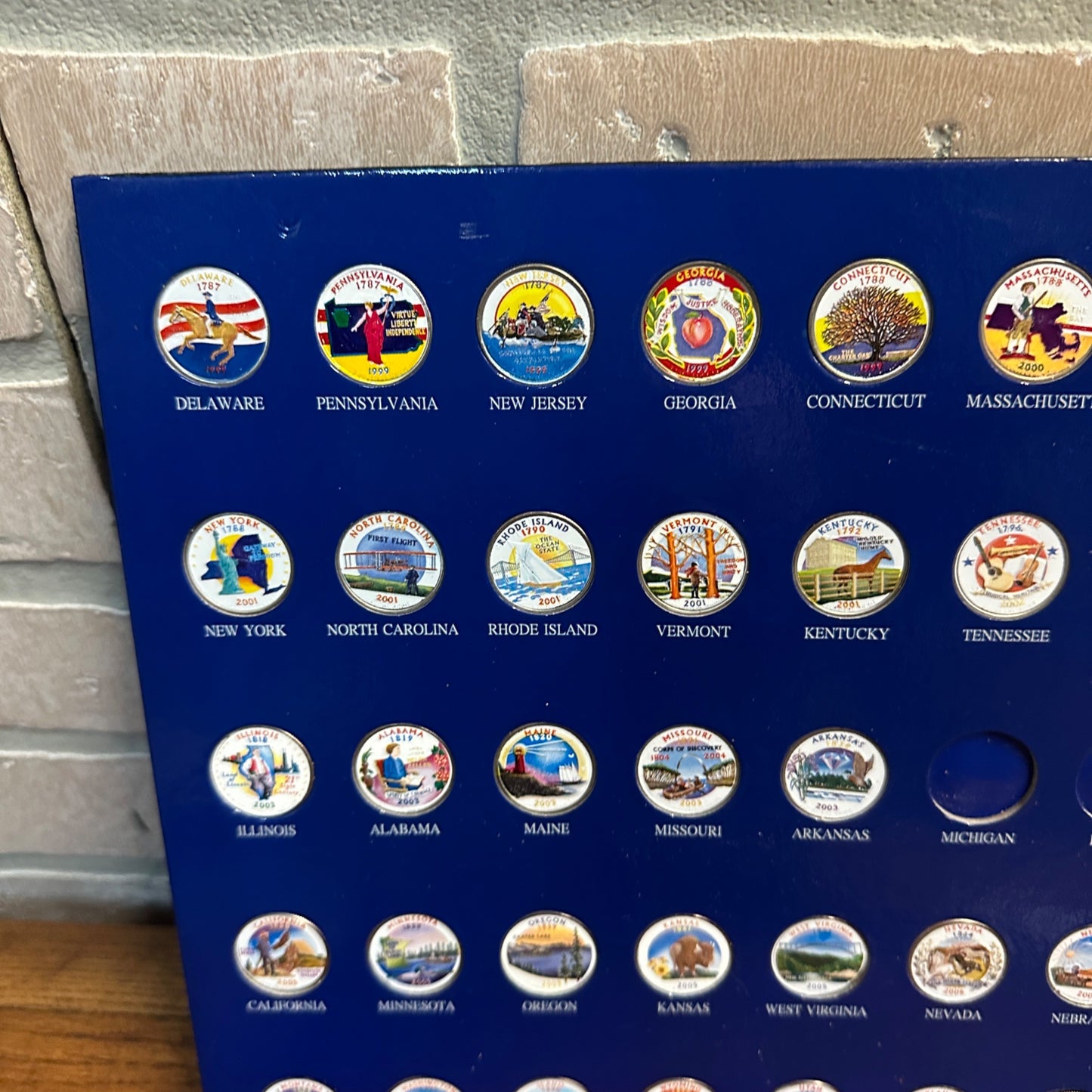 NOS State & Territory 50 Quarter Colorized Complete set (1999-2009) Framed