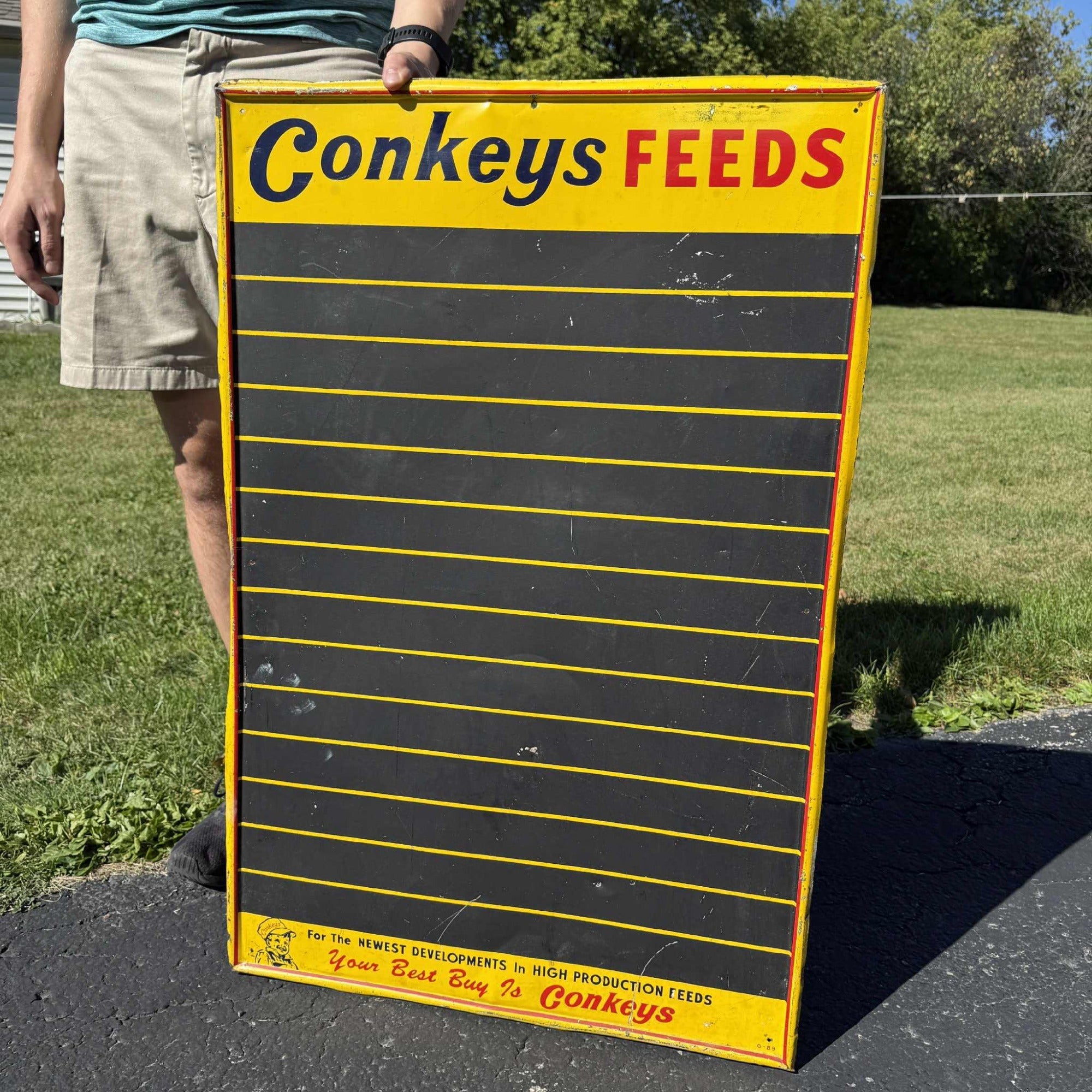 RARE Vintage Conkey's Feed Sign Poultry Farm Advertising Chalk Board