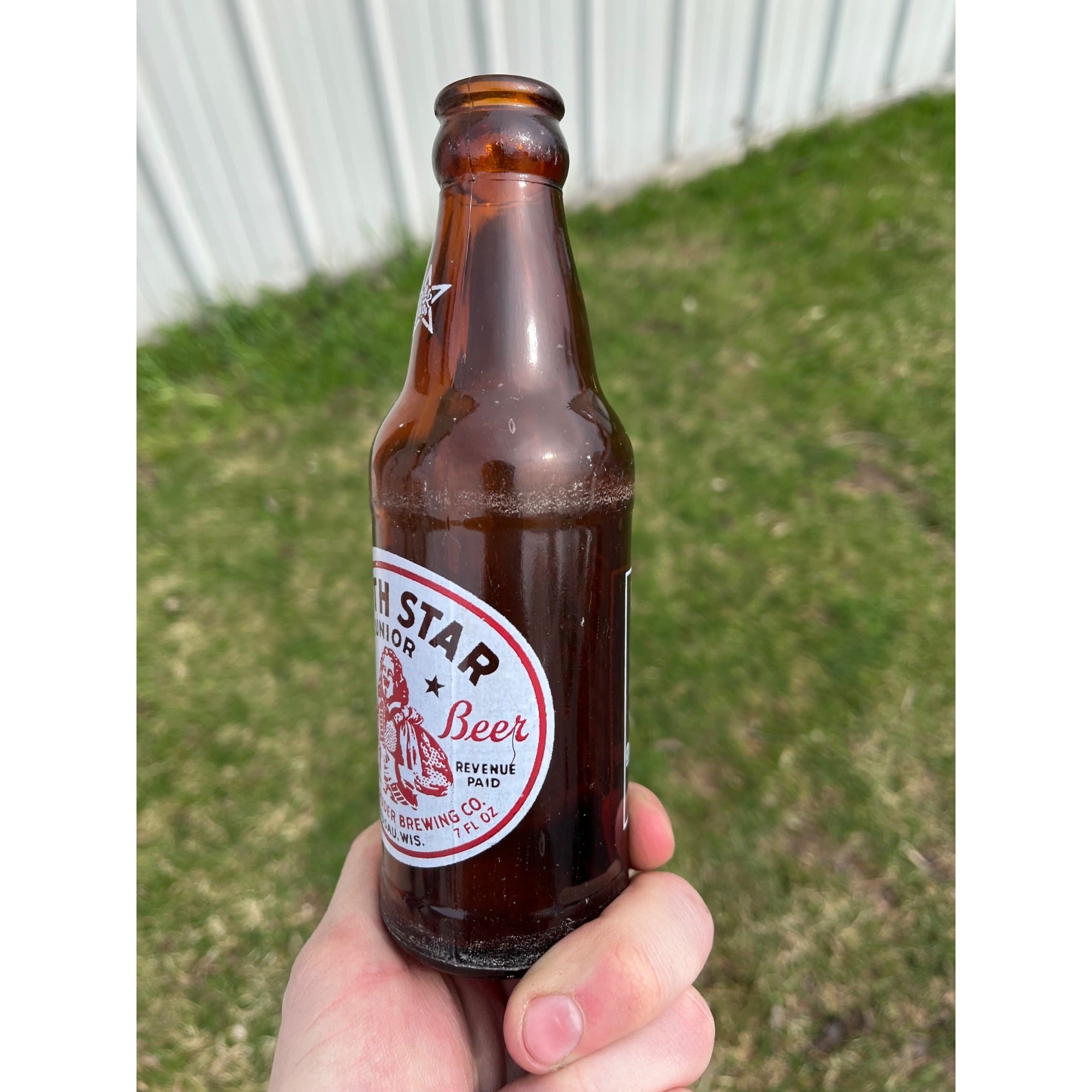 Vintage North Star Beer ACL Painted Amber Beer Bottle Wausau Wisconsin WI Wis