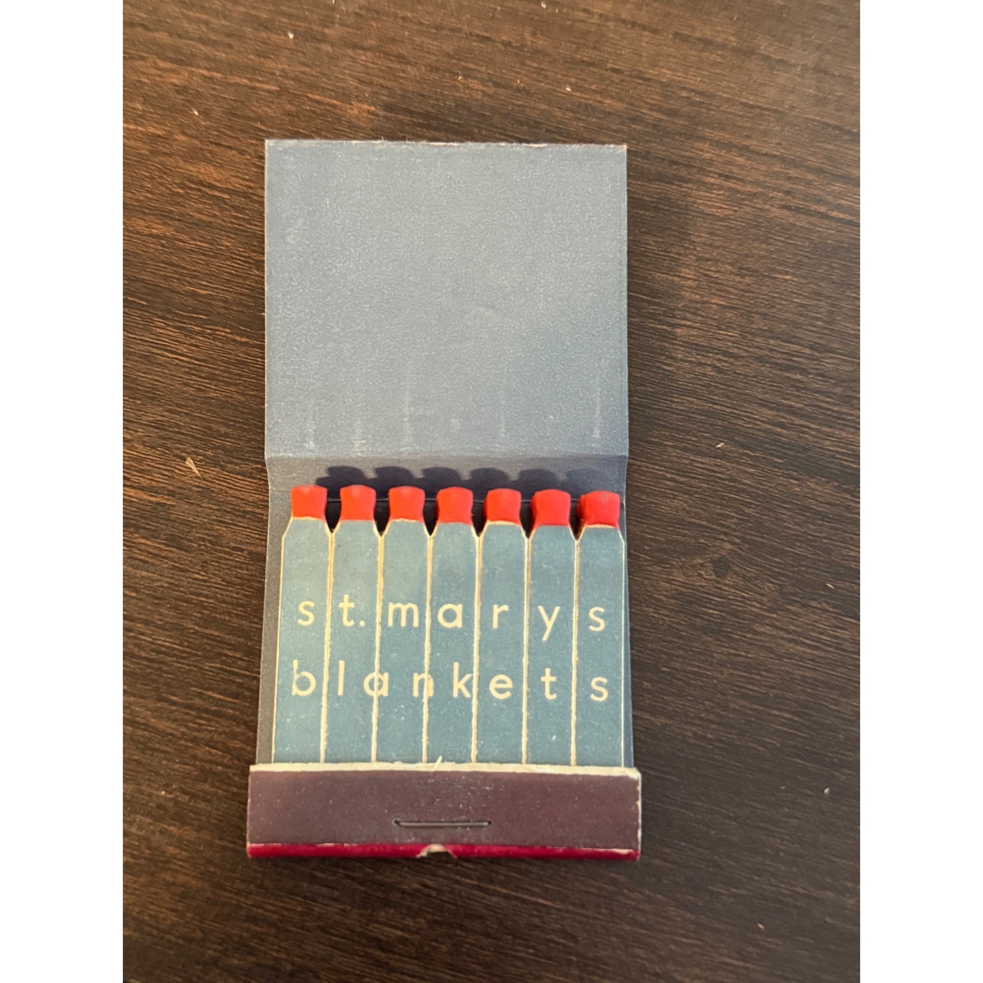 Vintage St Marys Blankets Ohio Unstruck FULL Matchbook Advertising
