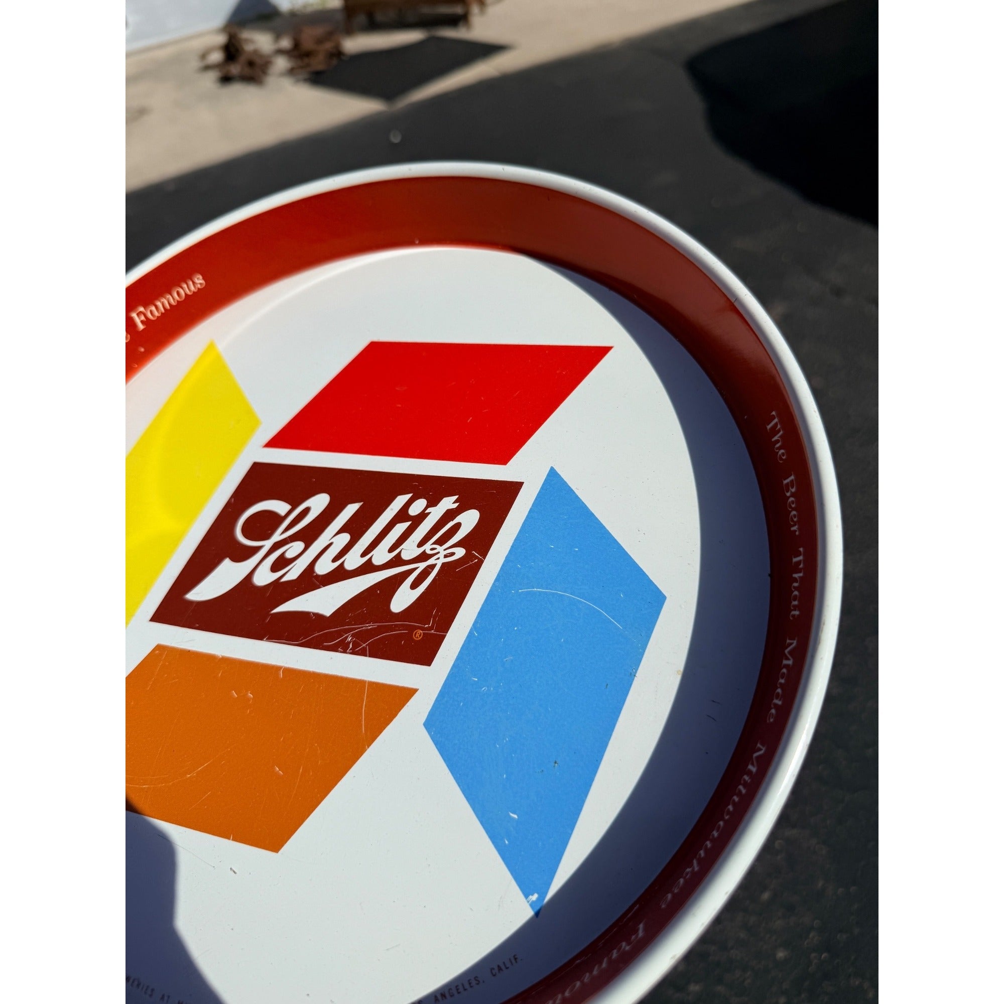 Vintage 1955 Schlitz Beer Tray Serving Tray Metal Retro Multi-Color