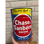 Vintage Chase & Sanborn Coffee Can Metal Tin 2lb Electric Perk