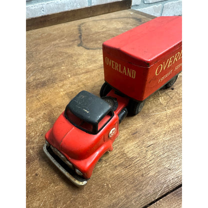 Vintage SSS Japan Overland Freight Service Tin Truck & Trailer