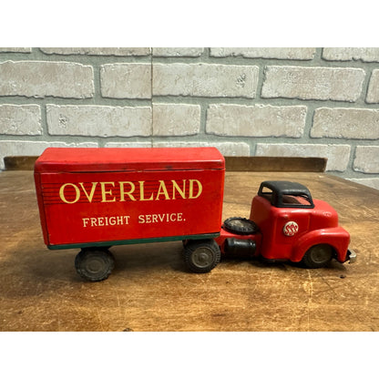 Vintage SSS Japan Overland Freight Service Tin Truck & Trailer