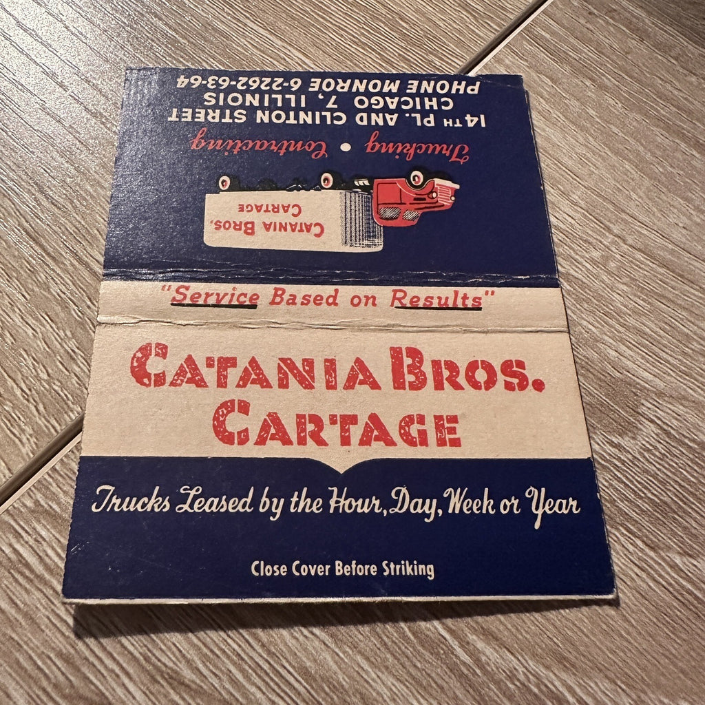 Vintage Catania Bros Cartage Chicago Illinois Advertising Matchbook