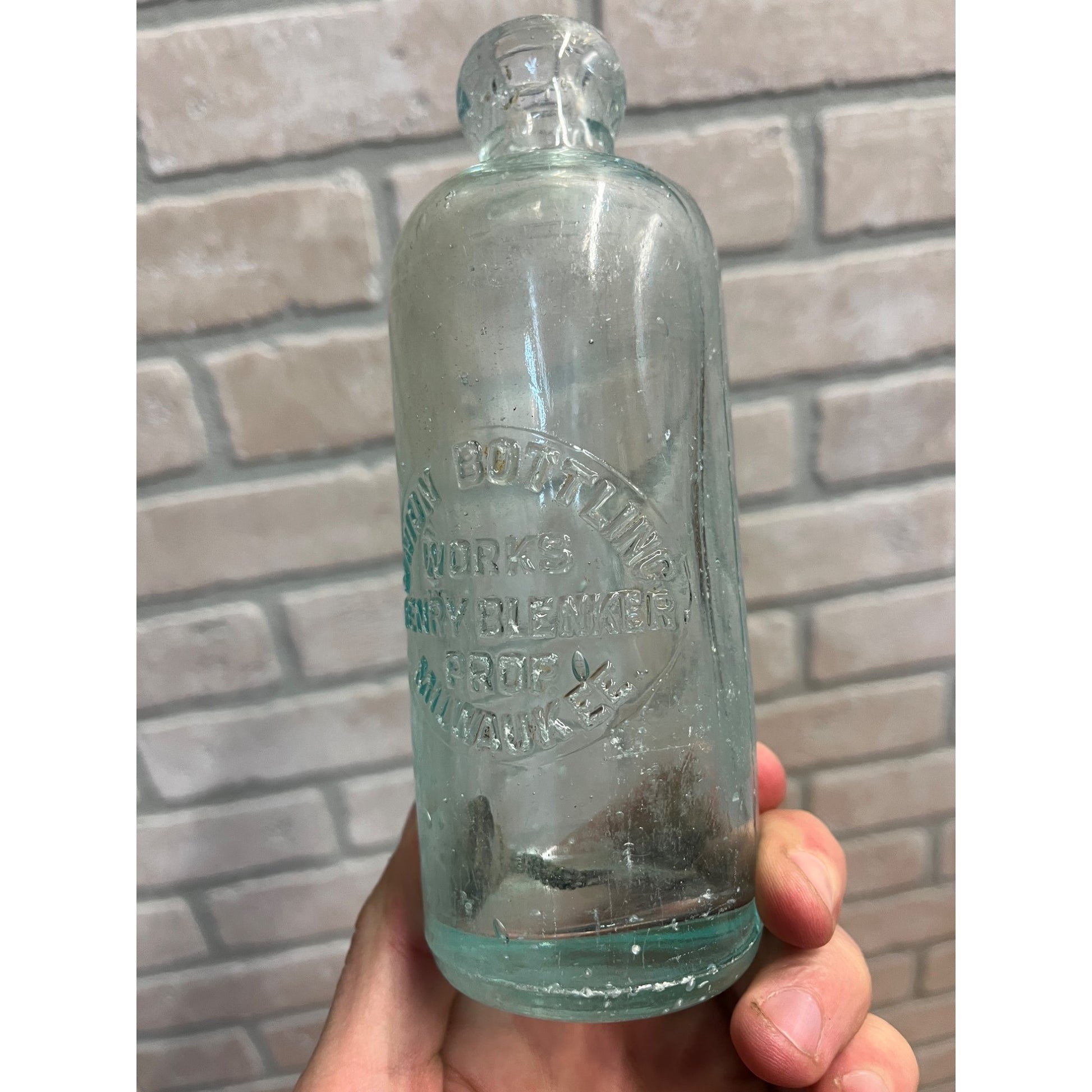 Vintage Union Bottling Works Henry Blenker Beer Bottle Milwaukee Wis Blob Hutch