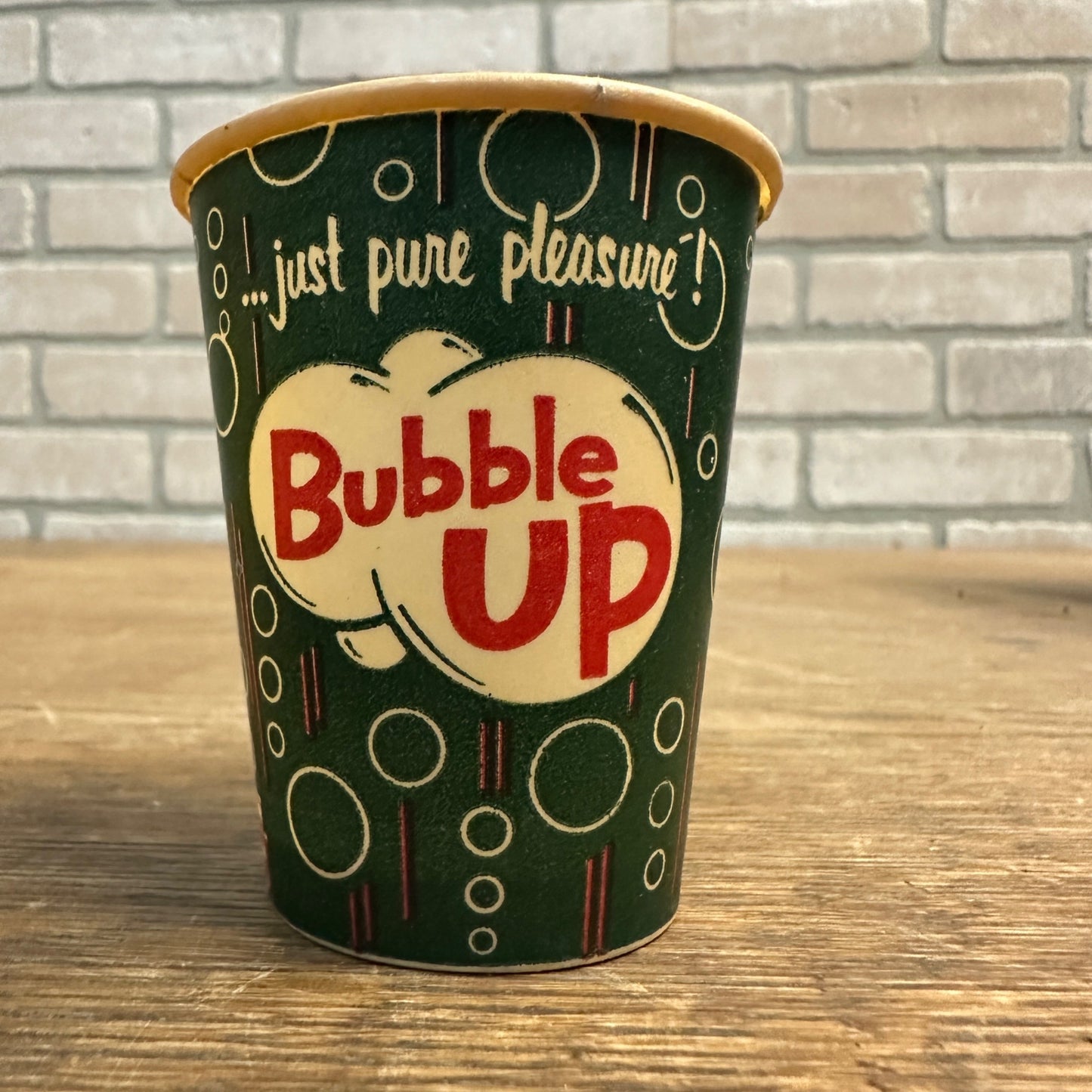 Vintage Bubble Up Soda Paper Wax Cup Promotional Sample