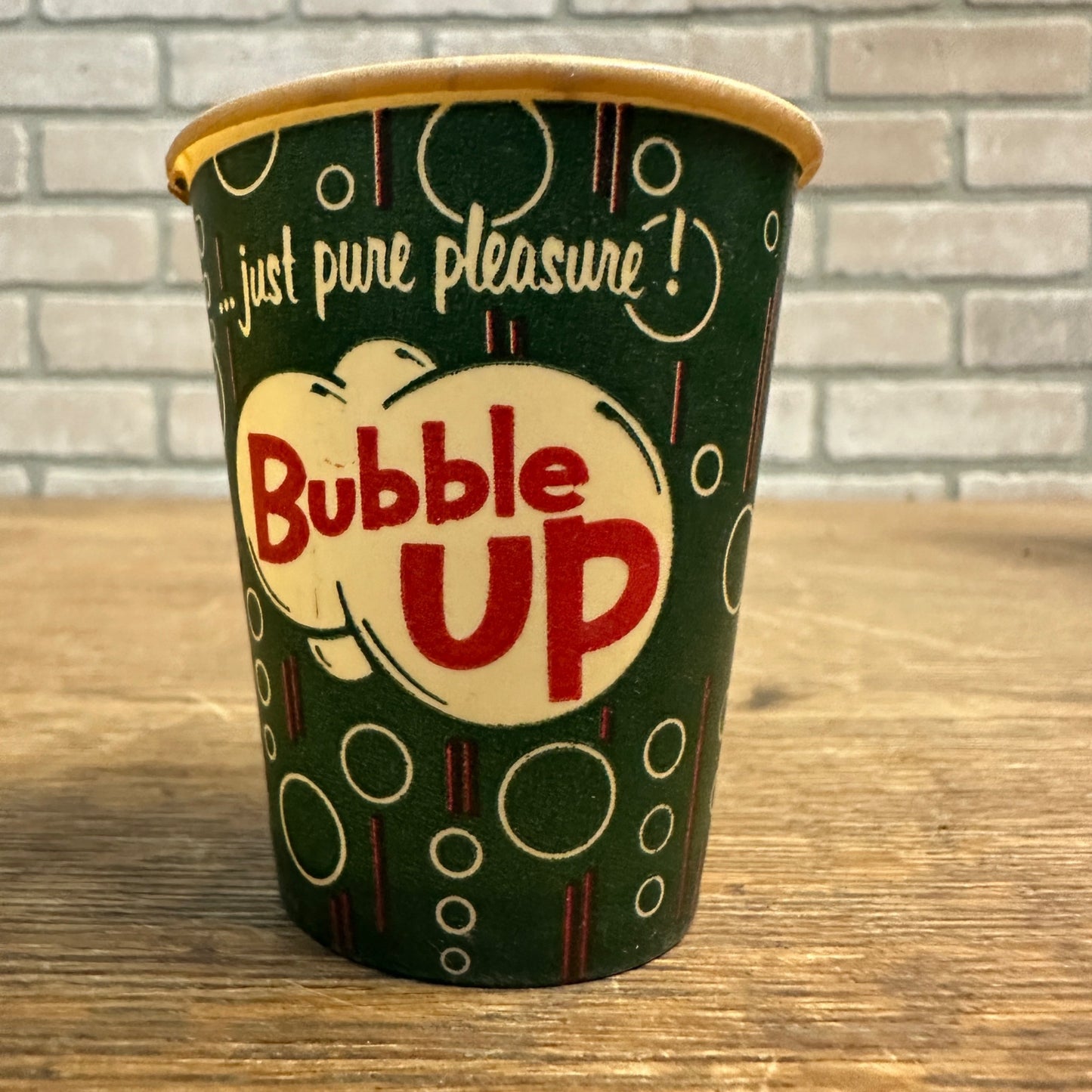 Vintage Bubble Up Soda Paper Wax Cup Promotional Sample