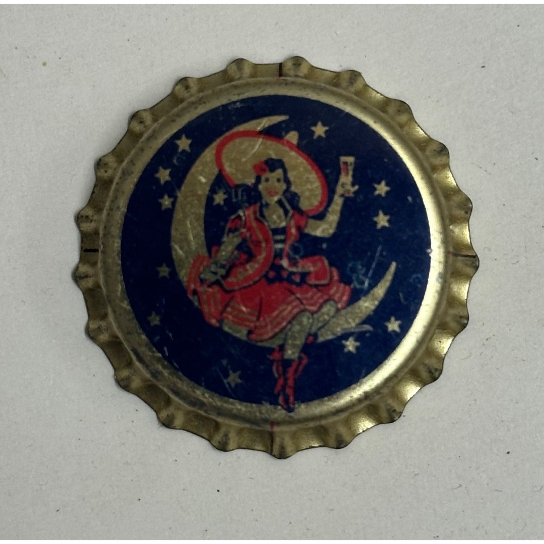 Vintage 1930s Miller High Life Beer Bottle Cap Crown Cork Girl On Moon Sealex