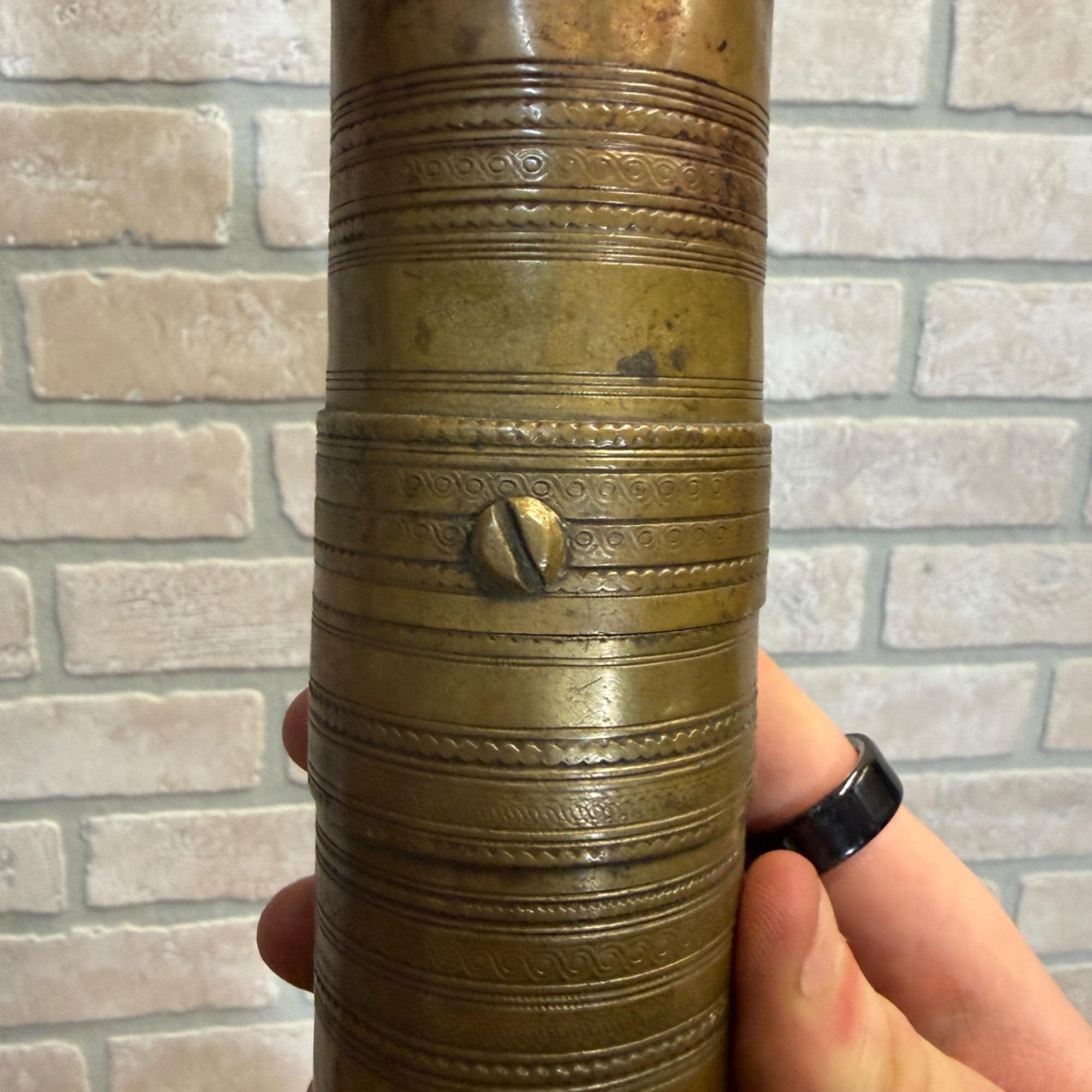 Antique Orante Engraved Brass Coffee/Pepper Grinder/Mill Kitchen Decor