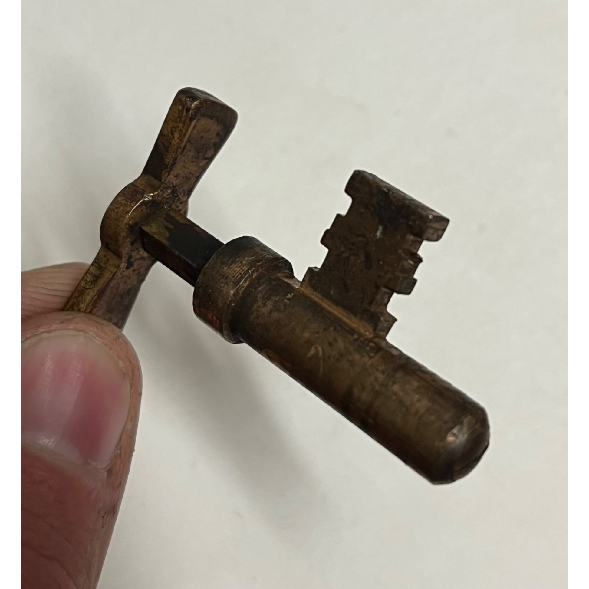 Victorian Era Bronze or Brass Pocket door Mortise Hooked Key Salvaged