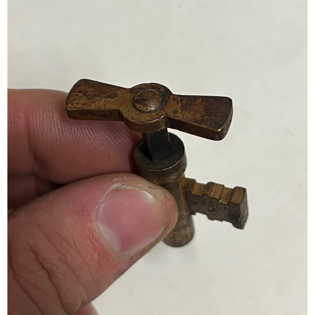 Victorian Era Bronze or Brass Pocket door Mortise Hooked Key Salvaged