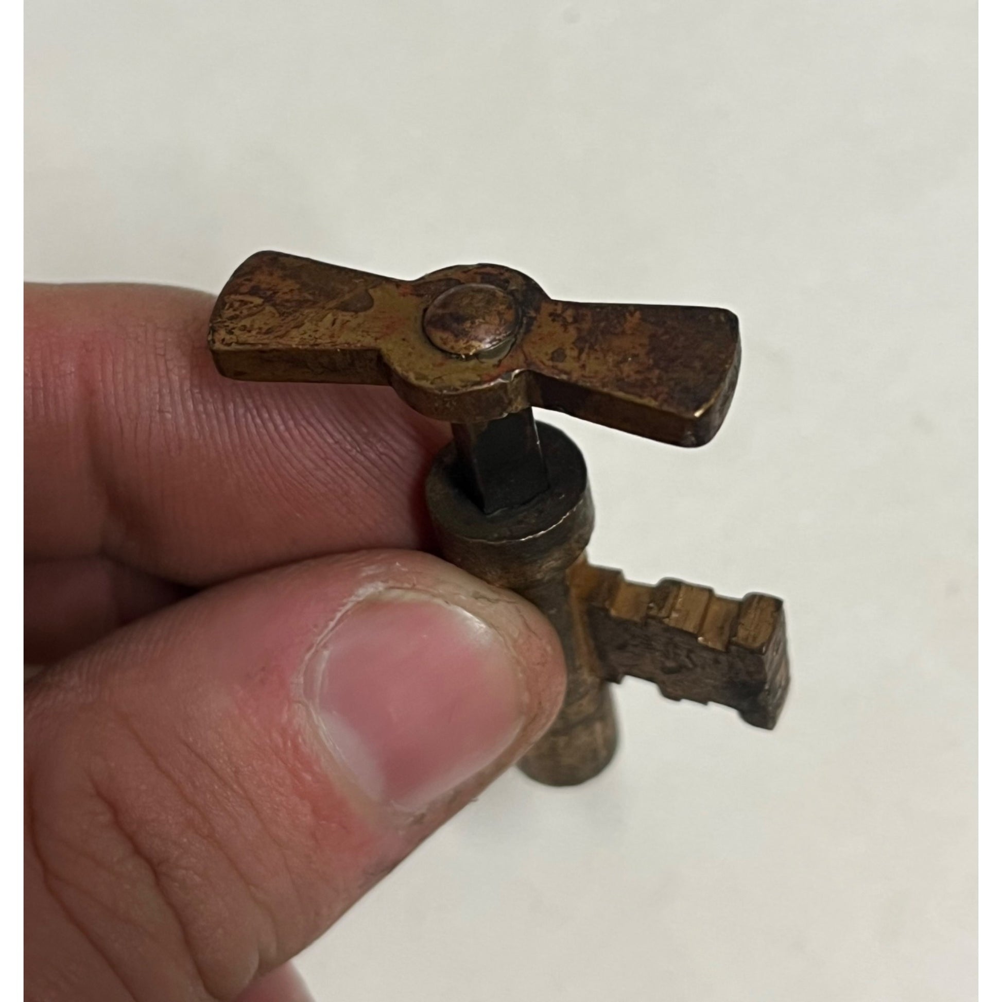 Victorian Era Bronze or Brass Pocket door Mortise Hooked Key Salvaged