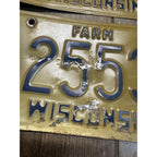 Vintage 1994  Wisconsin Embossed License Plate Blue Gold Farm Pair