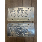 Vintage 1994  Wisconsin Embossed License Plate Blue Gold Farm Pair