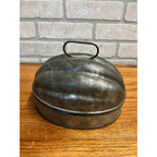 Vintage Tin Pudding Bread Jello Mold Melon Shaped 2qt Primitive Farmhouse