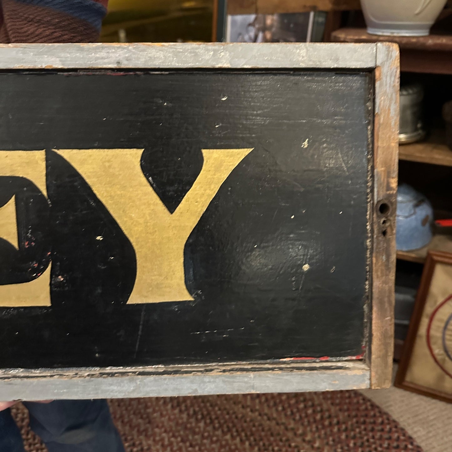 Antique 1900s "BERKEY" Handpainted Wooden Trade Sign Advertising Minnesota