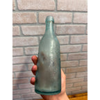 1890s Blob C.W. Cheney Slug Plate Aqua Embossed Bottle Lowell Mass