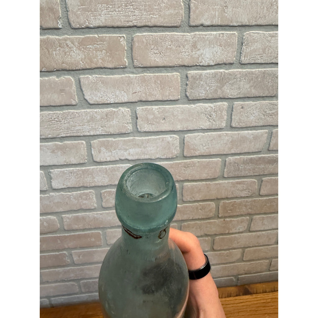 1890s Blob C.W. Cheney Slug Plate Aqua Embossed Bottle Lowell Mass