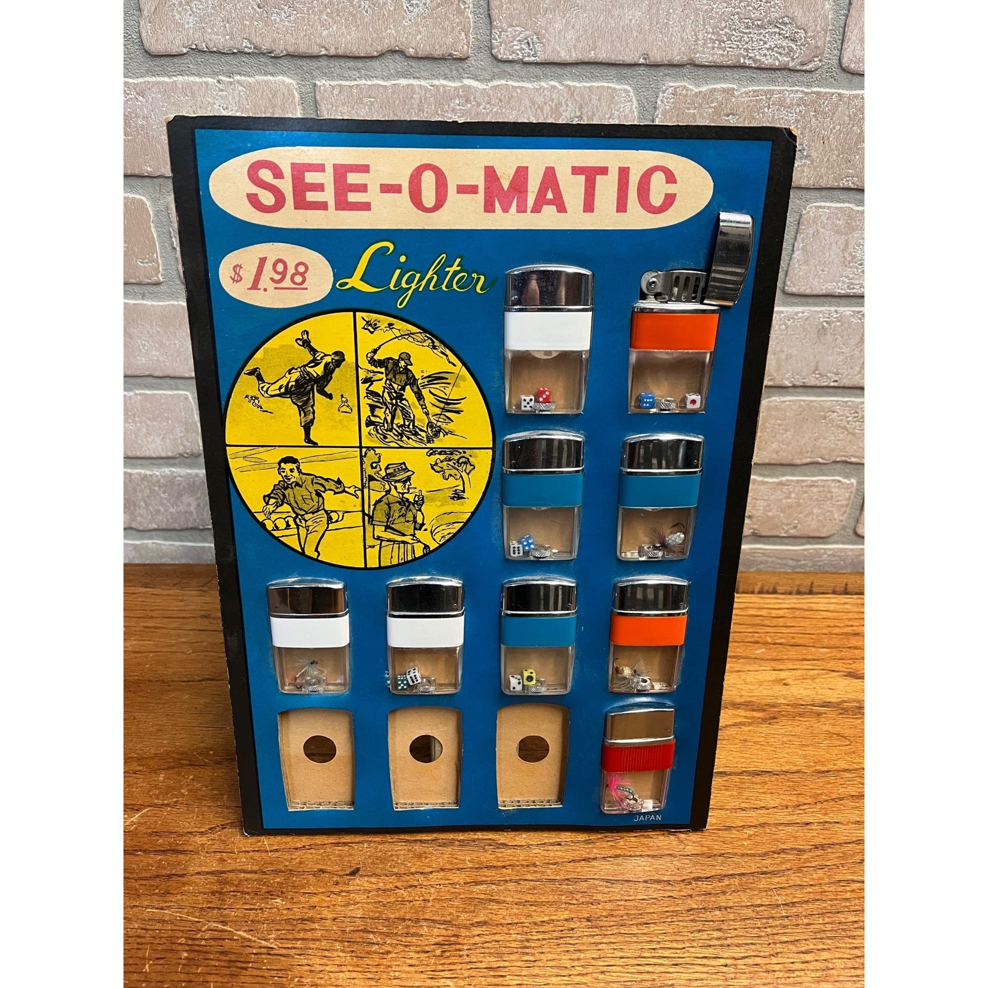 Vintage 1960s See-O-Matic Cigarette Lighters Store Display Sign Advertising