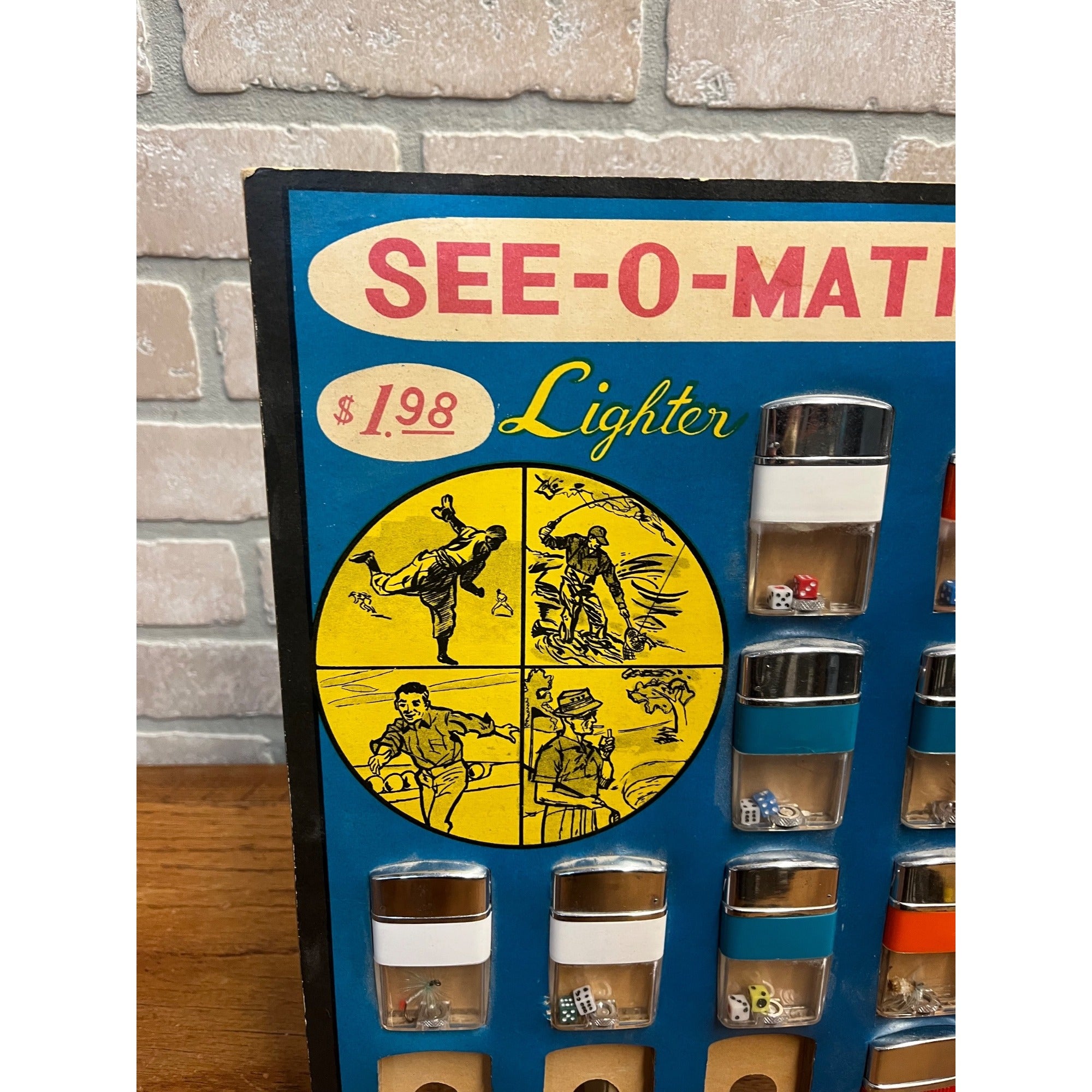 Vintage 1960s See-O-Matic Cigarette Lighters Store Display Sign Advertising