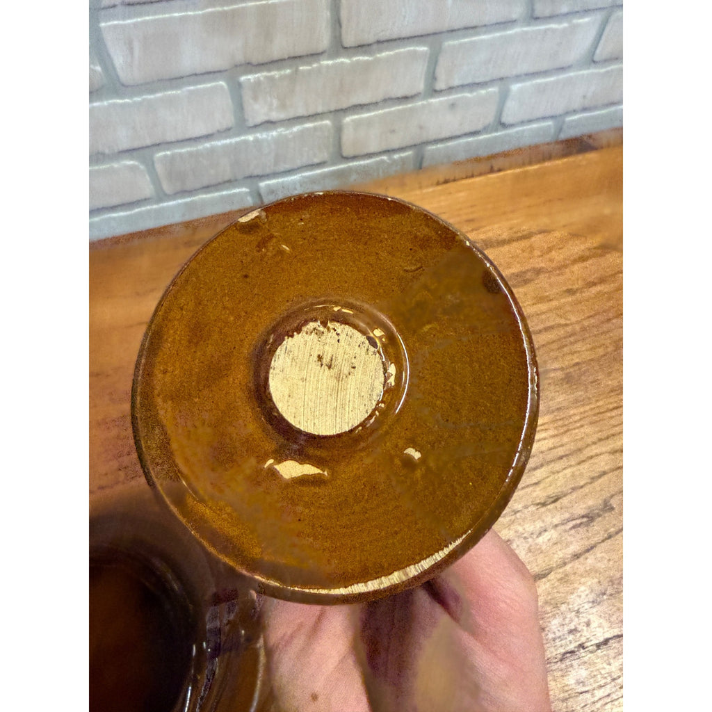 Vintage Advertising Stoneware Bean Crock, Miller's Grocery Elkhorn, Wis.
