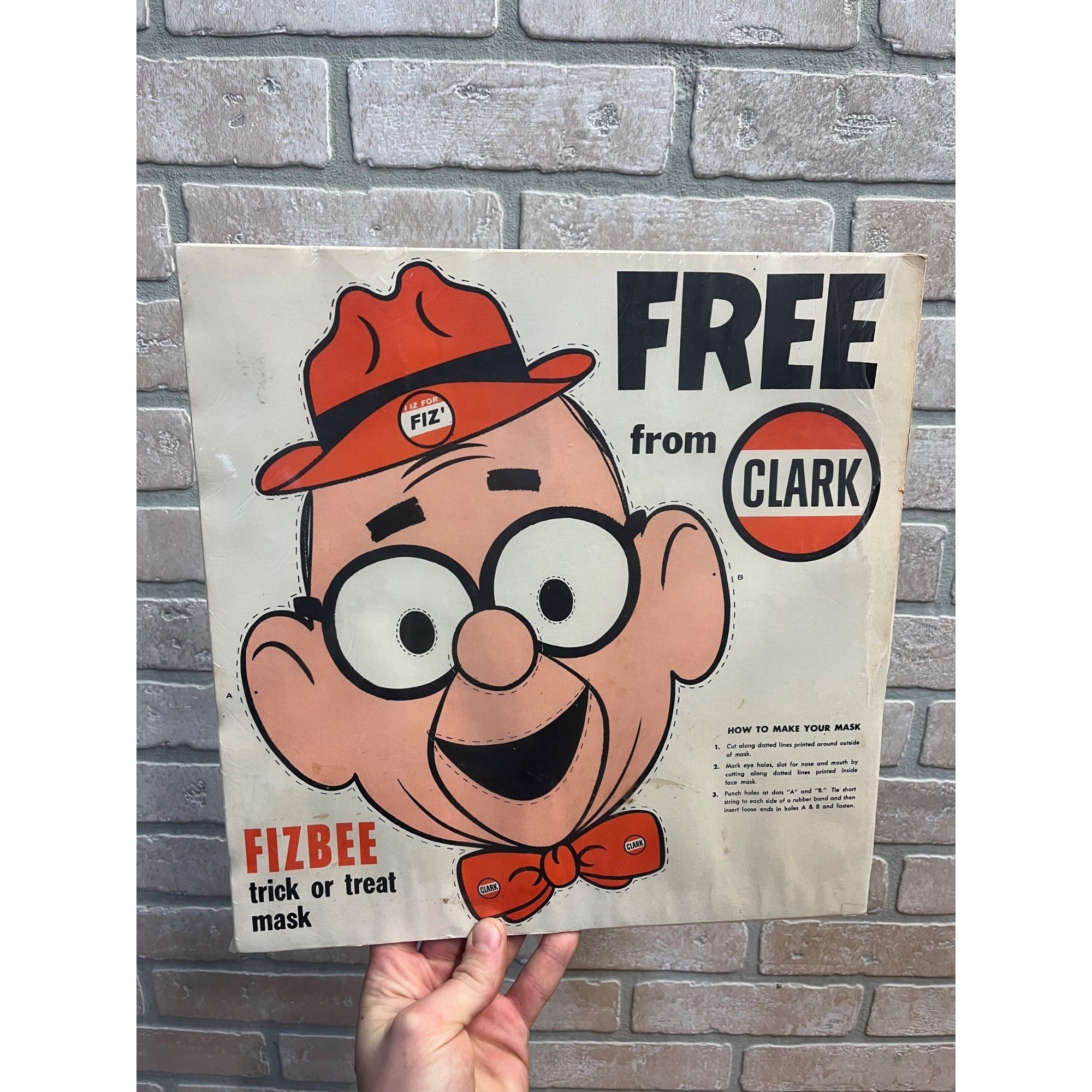 Clark Gas Station Advertising Halloween Mask Fizbee 1960 RARE Clark Advertising