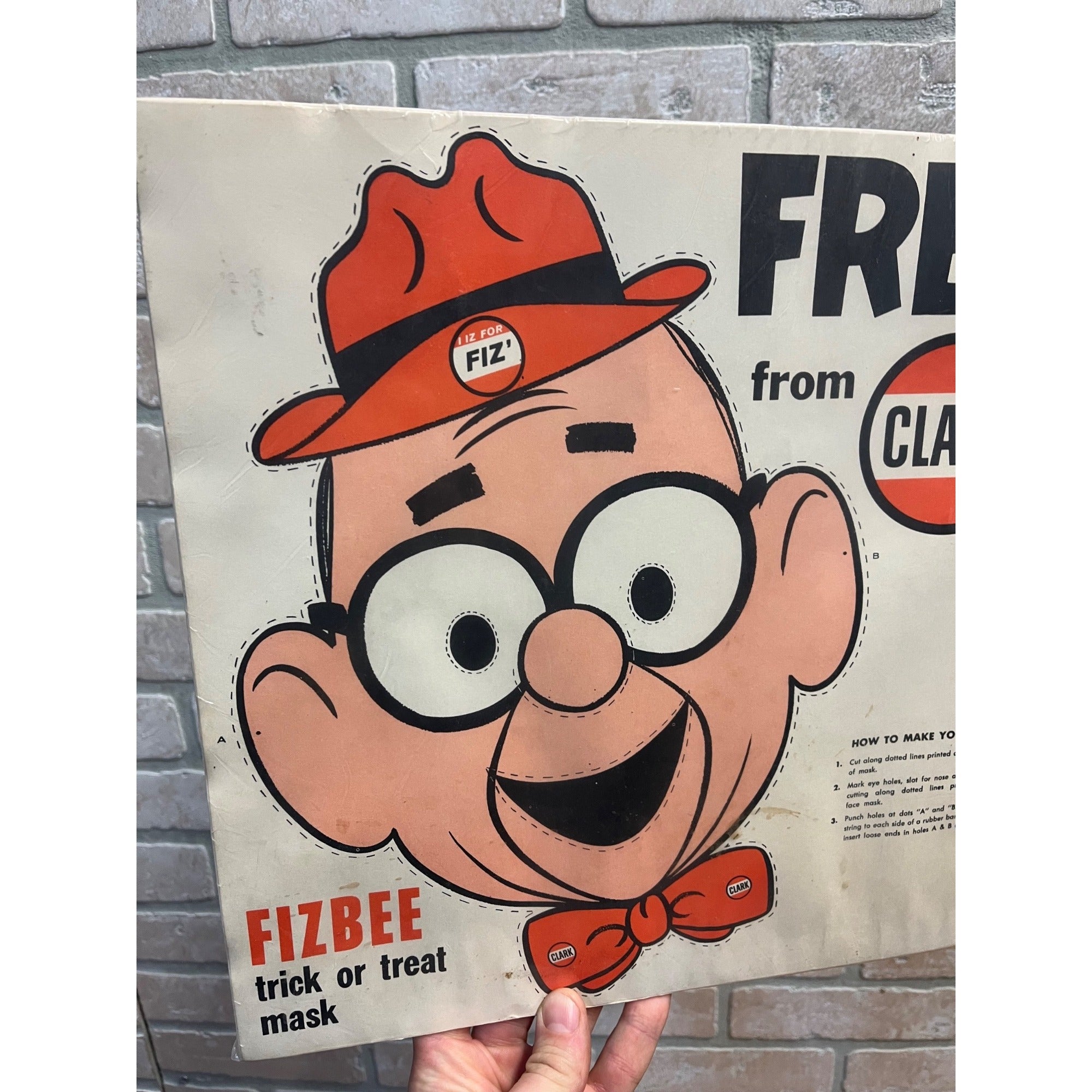 Clark Gas Station Advertising Halloween Mask Fizbee 1960 RARE Clark Advertising