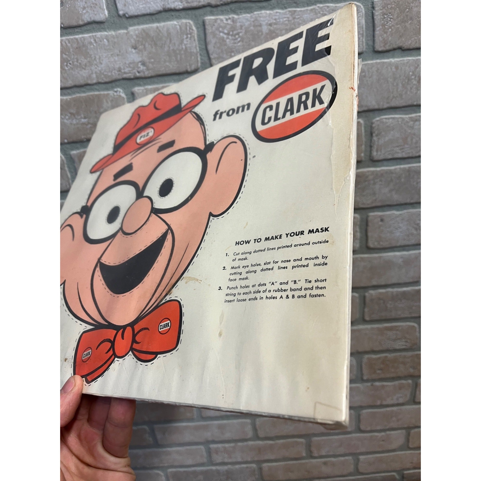 Clark Gas Station Advertising Halloween Mask Fizbee 1960 RARE Clark Advertising
