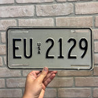 Original 1990s US Forces In Germany Europe USA License Plate #EU 2129 Vintage