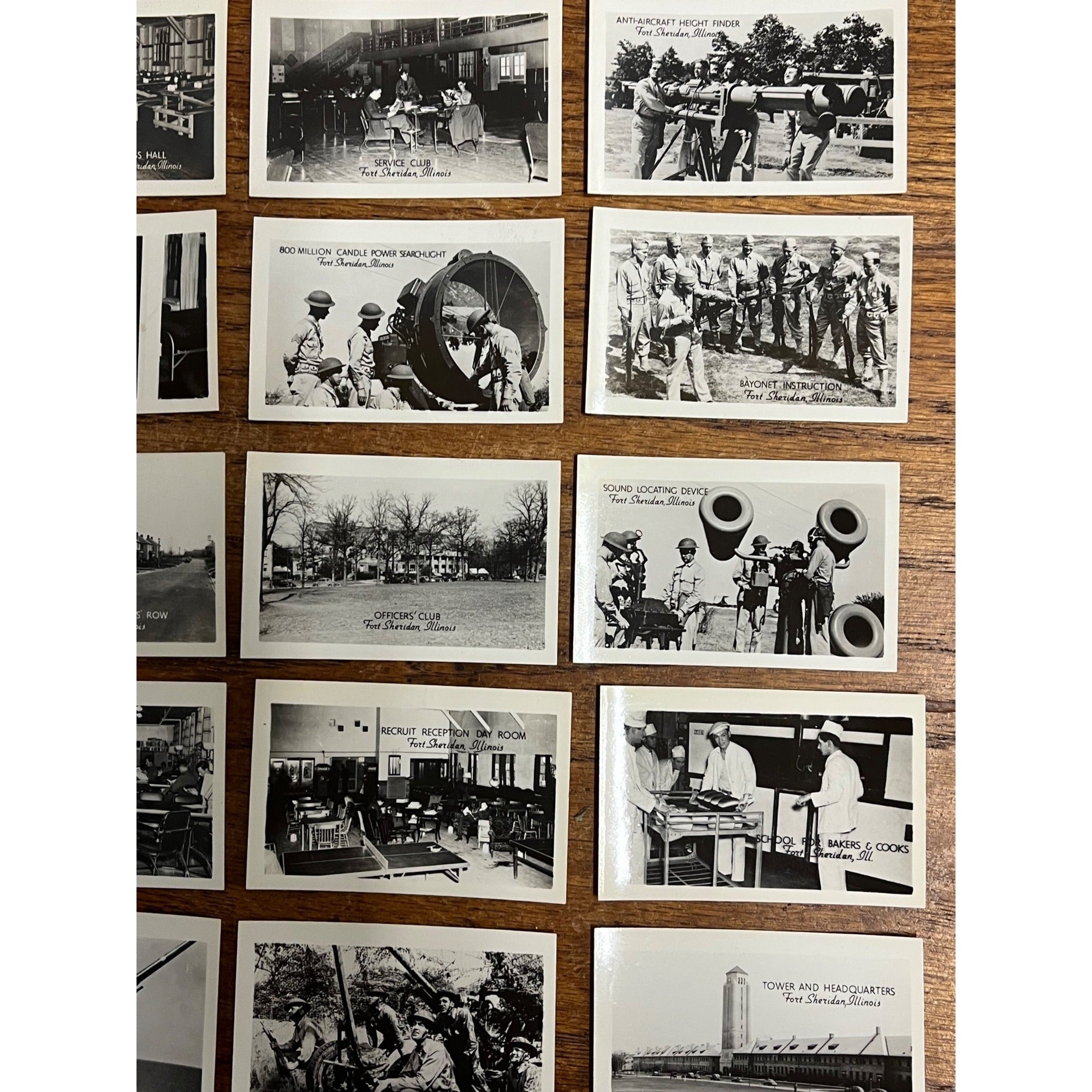 Original WWII Fort Sheridan Illinois 25 Souvenir Mini Photographs Photos Mailed