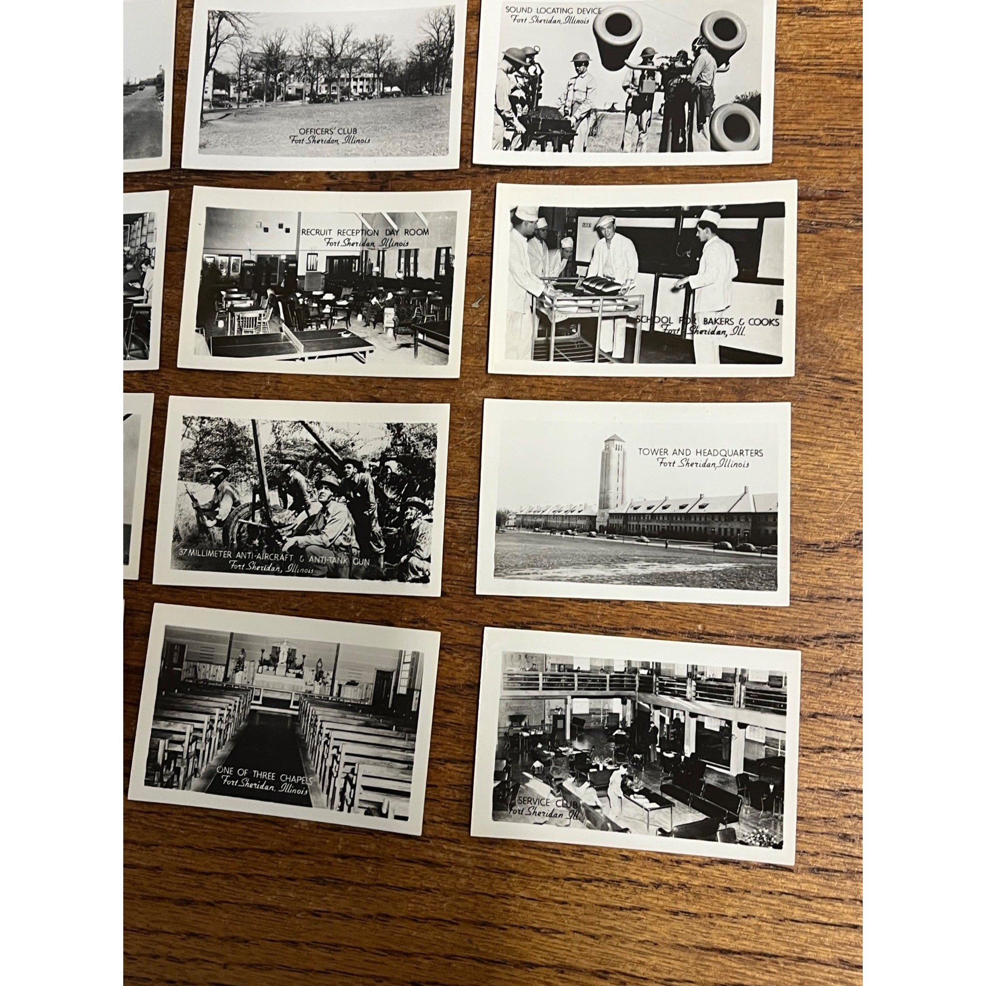 Original WWII Fort Sheridan Illinois 25 Souvenir Mini Photographs Photos Mailed