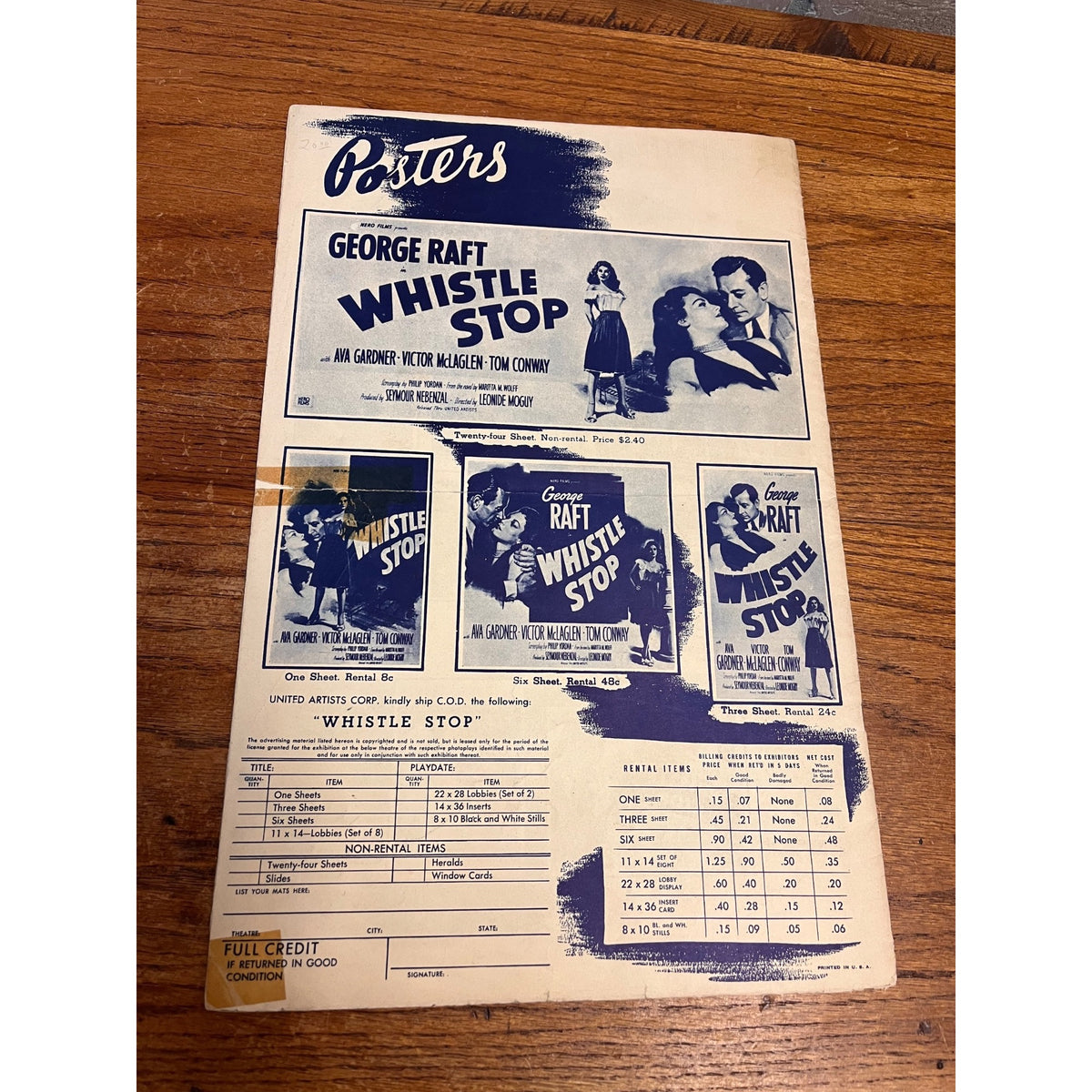 Whistle Stop Pressbook 1946 George Raft, Sexy Ava Gardner, McLaglen, Film Noir
