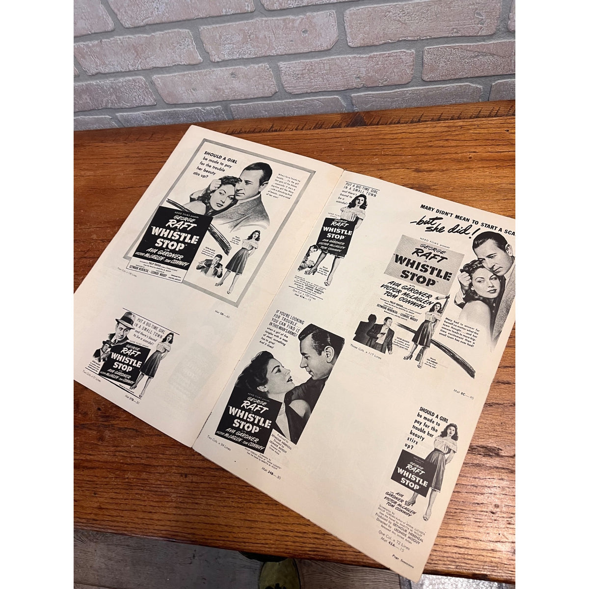 Whistle Stop Pressbook 1946 George Raft, Sexy Ava Gardner, McLaglen, Film Noir