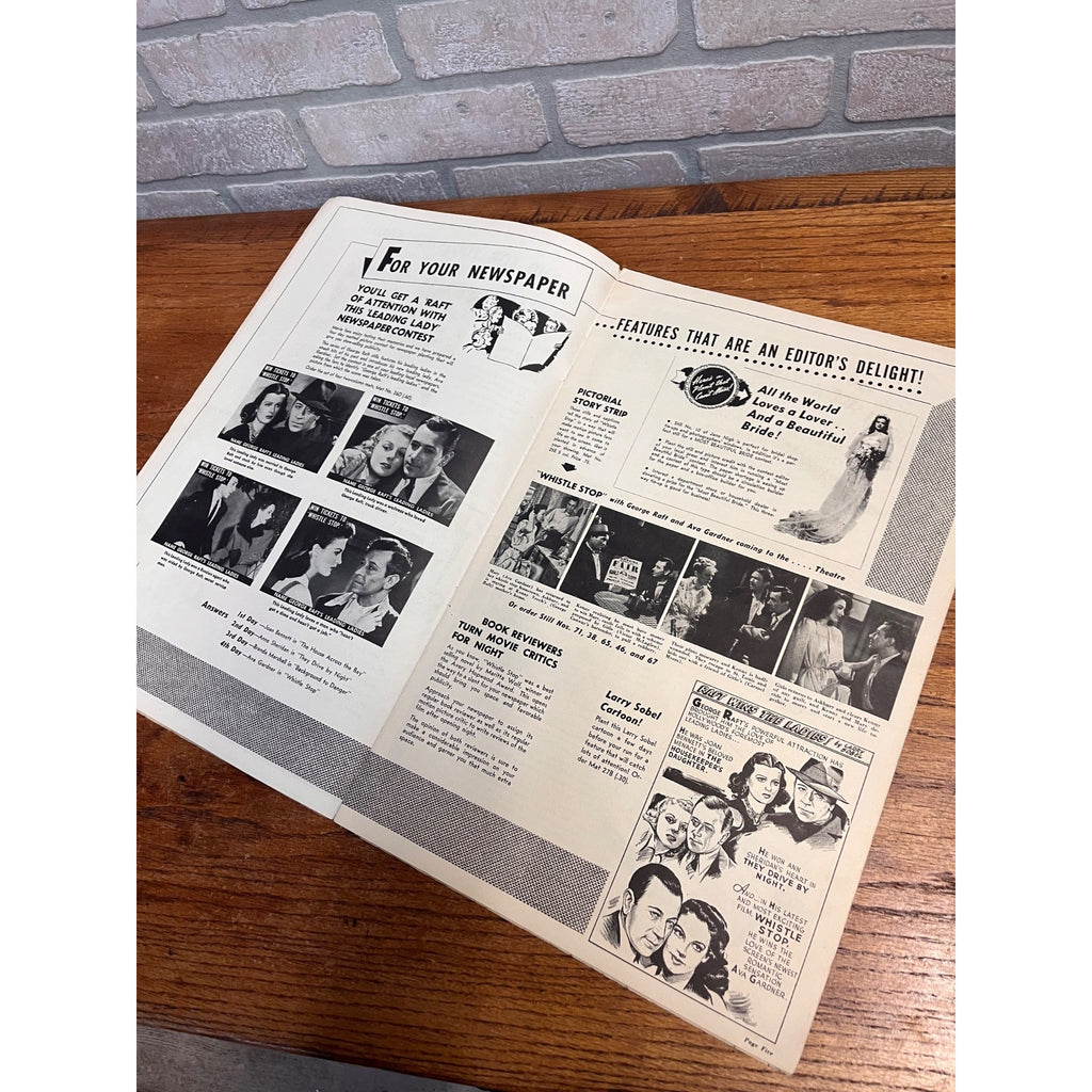 Whistle Stop Pressbook 1946 George Raft, Sexy Ava Gardner, McLaglen, Film Noir