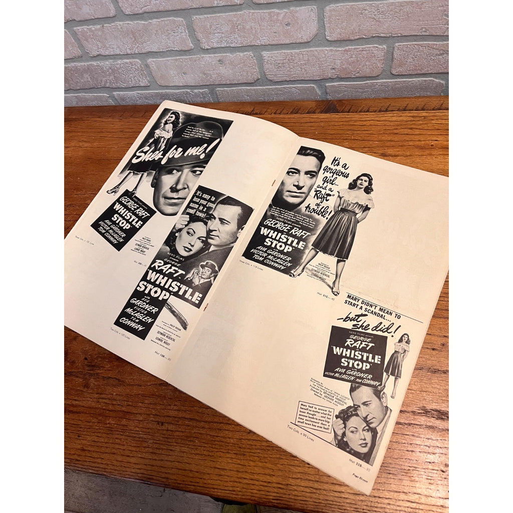 Whistle Stop Pressbook 1946 George Raft, Sexy Ava Gardner, McLaglen, Film Noir