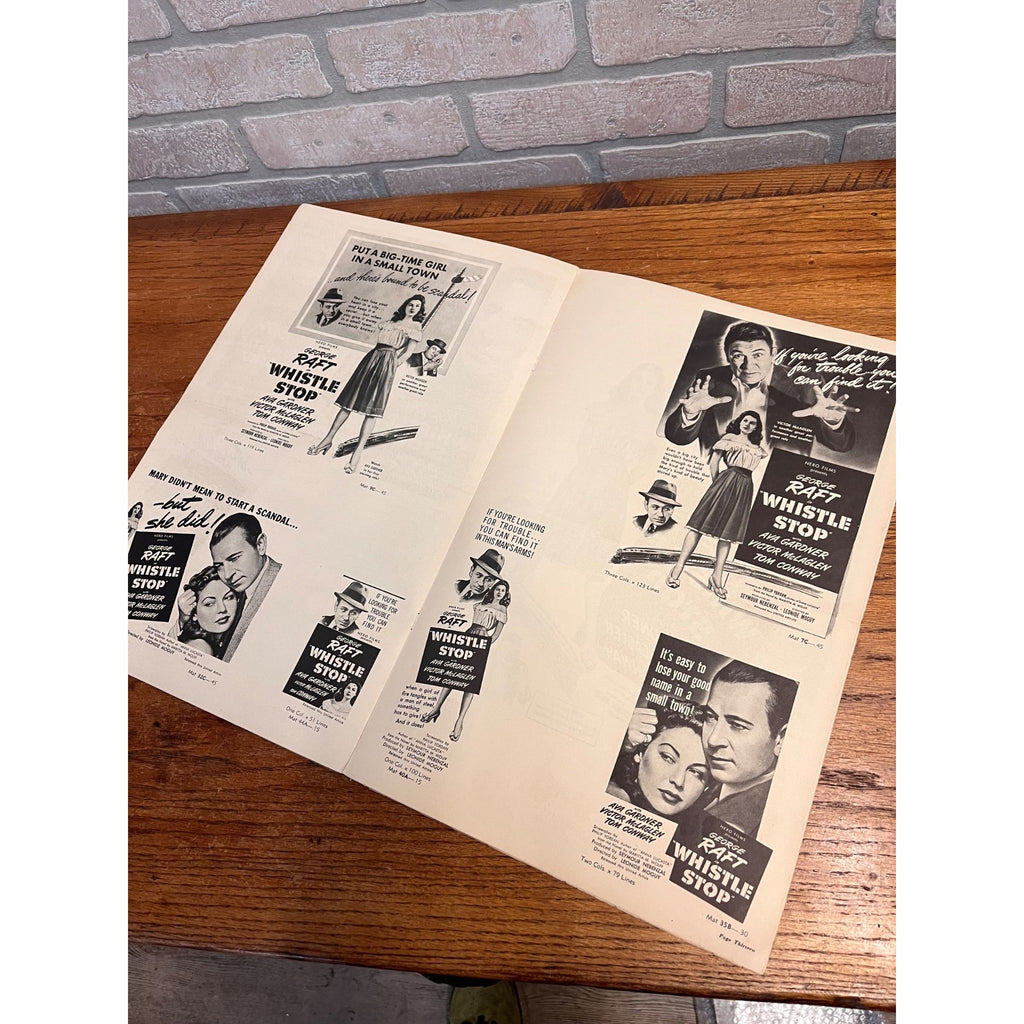 Whistle Stop Pressbook 1946 George Raft, Sexy Ava Gardner, McLaglen, Film Noir