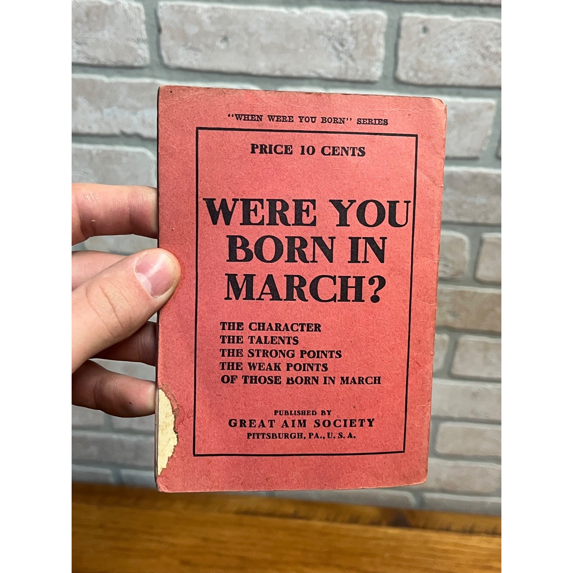 Great Aim Society, Were You Born In March?, Antique Astrology Booklet (1909)