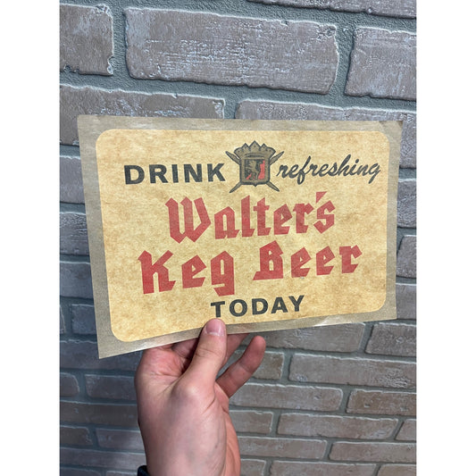Original Walter's Keg Beer Eau Claire Wisconsin Wis Window Door Decal Sign